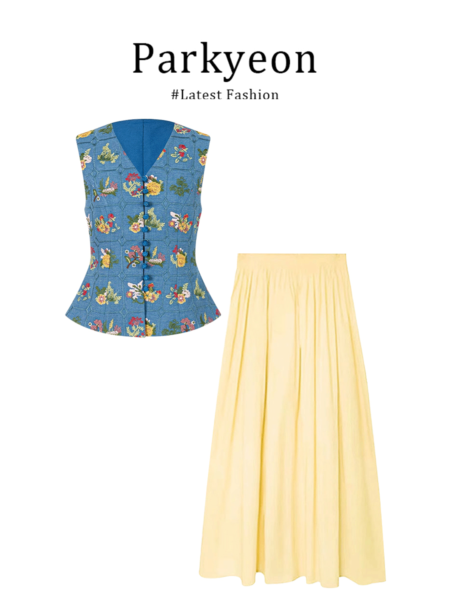 Embroidery Vest - Parkyeon Retro Heavy Embroidery Flower Vest