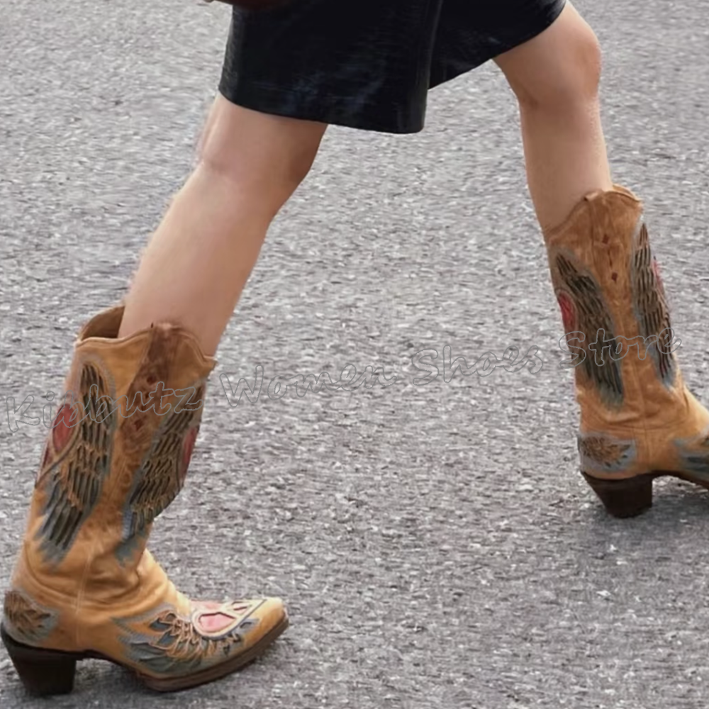 Embroidery On Leather - Embroidered Cowboy Western Boots Knee High
