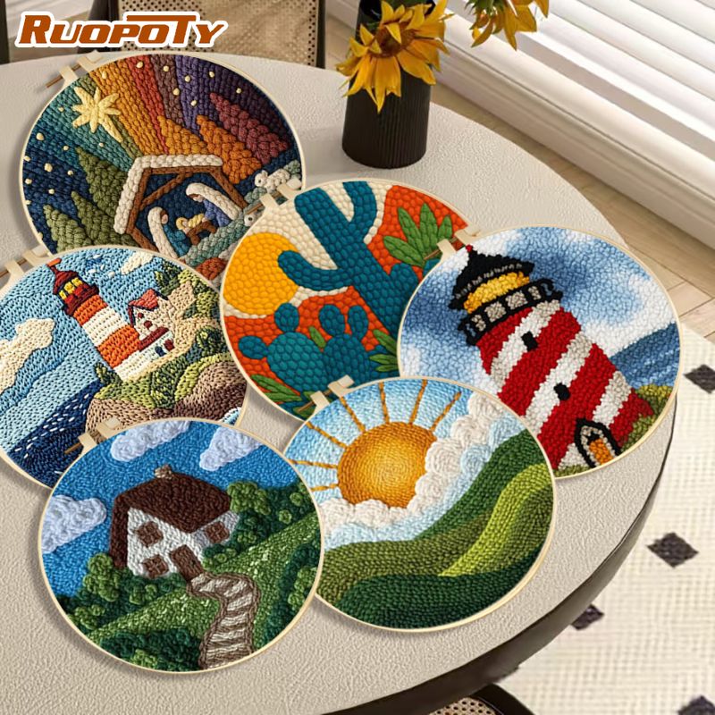Embroidery Ideas For Bags - RUOPOTY Lighthouse Diy Needle Punch Kit