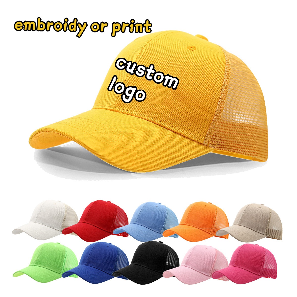 Embroidery Cap - Custom Logo Cap Embroidery Printing Solid