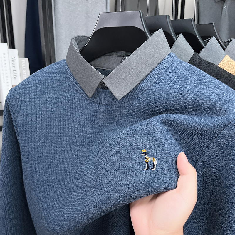 Embroidery Texture - Luxury wool fake two-piece sweater high-end