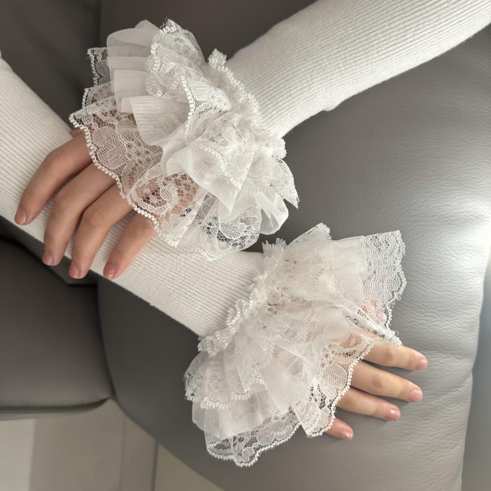 Embroidery Blouse - * Lolita Hand Sleeve Knitted Patchwork