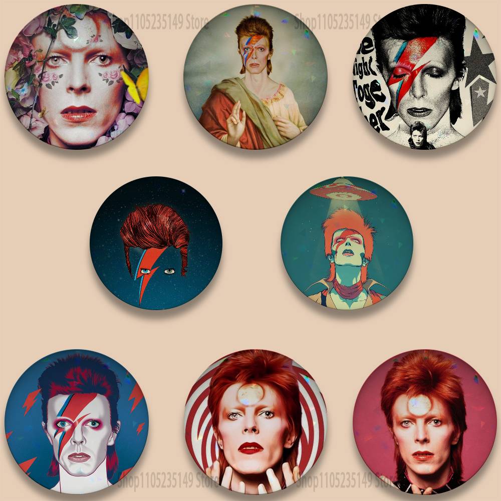 Embroidery Texture - Singer D-David Bowie Tinplate Coin Badges