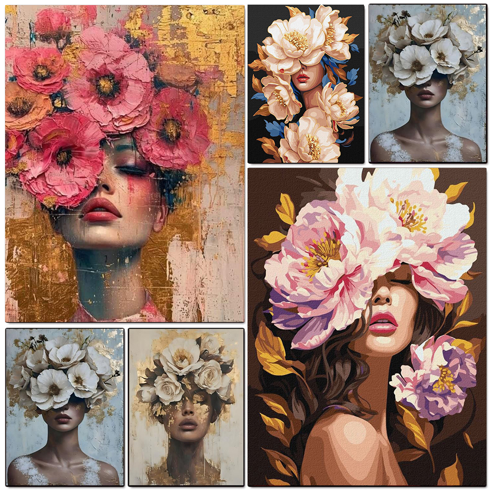 Embroidery Flower - Diamond Painting Beauty Girl Diamond Art
