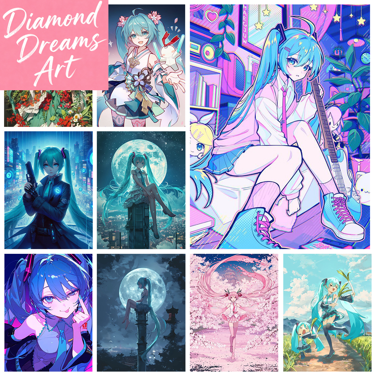 Embroidery Ideas - Frameless,Singer Miku DIY Diamond Painting Kawaii