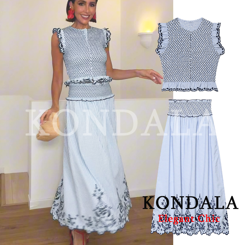 Embroidery Vest - KONDALA Women Trendy Elegant Embroidery Blue
