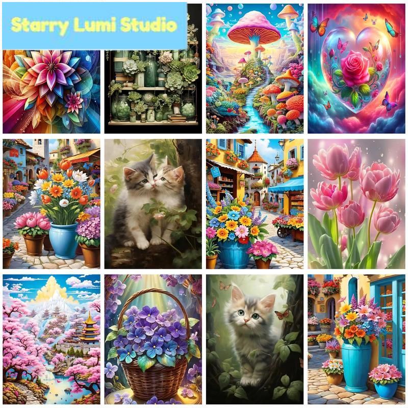 Embroidery Flower - Cross Stitch Diamond Painting Flowers Full