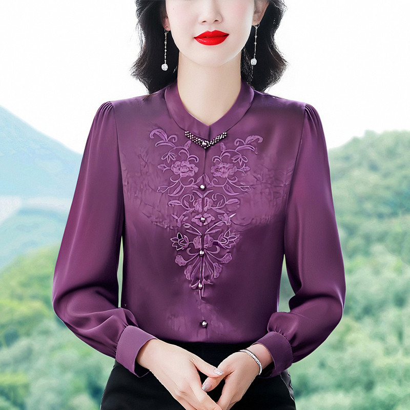 Embroidery Blouse - 2025 Autumn New Fashion Embroidered Jacquard
