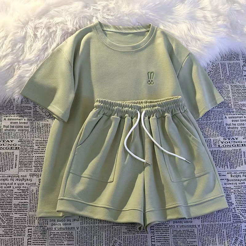 Embroidery Blouse - Women Short Sleeve Shorts Sports Casual