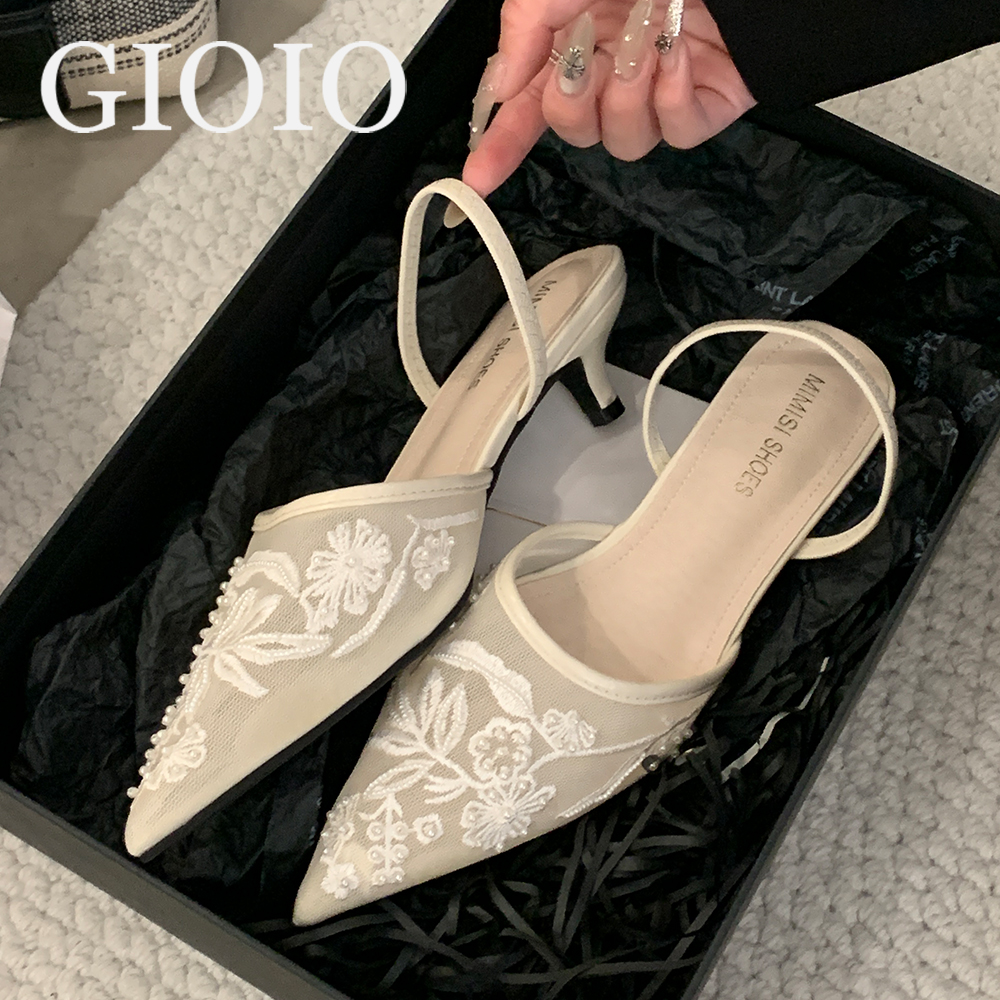 Embroidery Design Free - Brand Designer White Women Pumps Mesh