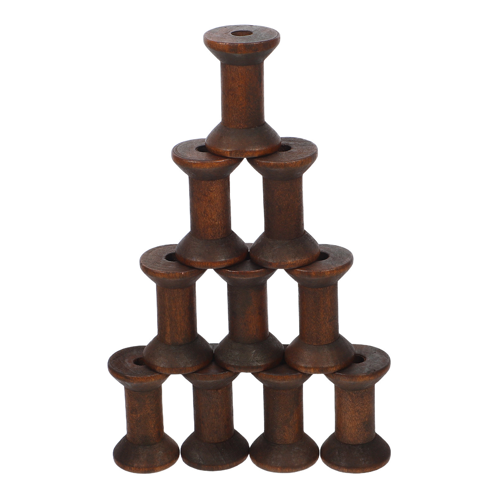 Embroidery Yarn - 10Pcs Vintage Wood Thread Spools Natural