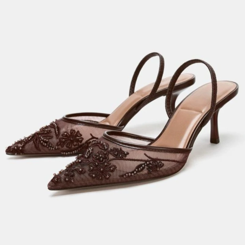 Embroidery Ideas - Elegant Mesh Embroidery High Heels for