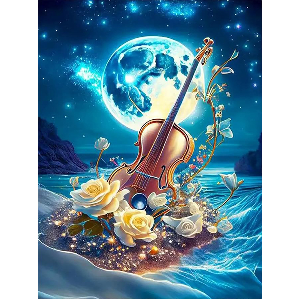 Embroidery Room - Frameless,Diamond Painting Set Cello Flower Landscape