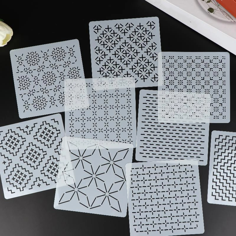 Embroidery Tools - NEW 9/32Pc Sashiko Embroidery Template DIY