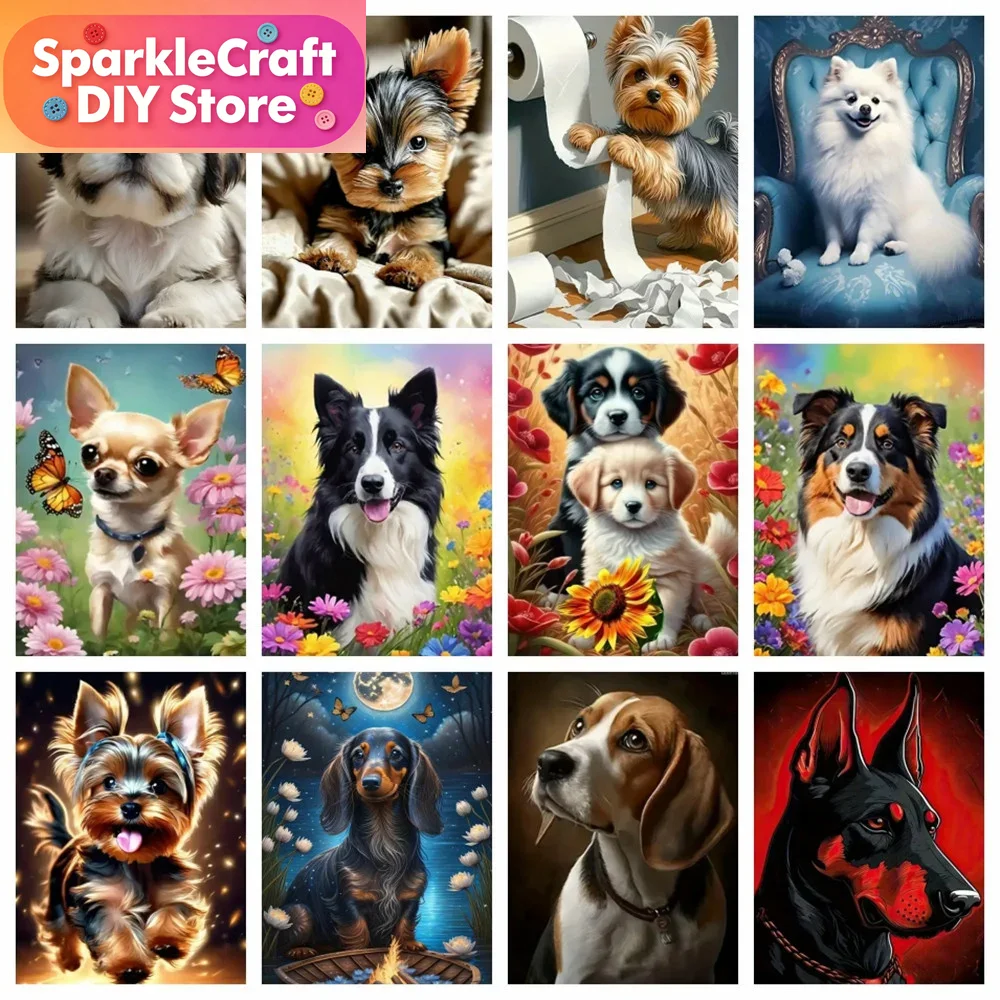 Embroidery Room - 1pc frameless Diamond Art Painting Dog