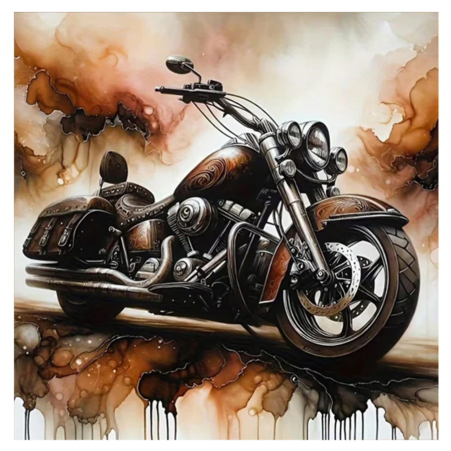 Embroidery Roll Pattern - Motorcycle Diamond Embroidery abstract Landscape diamond