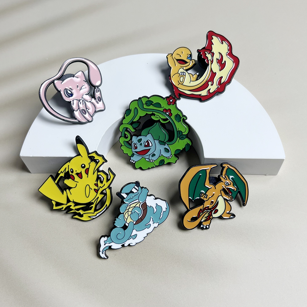 Embroidery Wallpaper - 6pcs Anime Pins Set Pokemon Enamel
