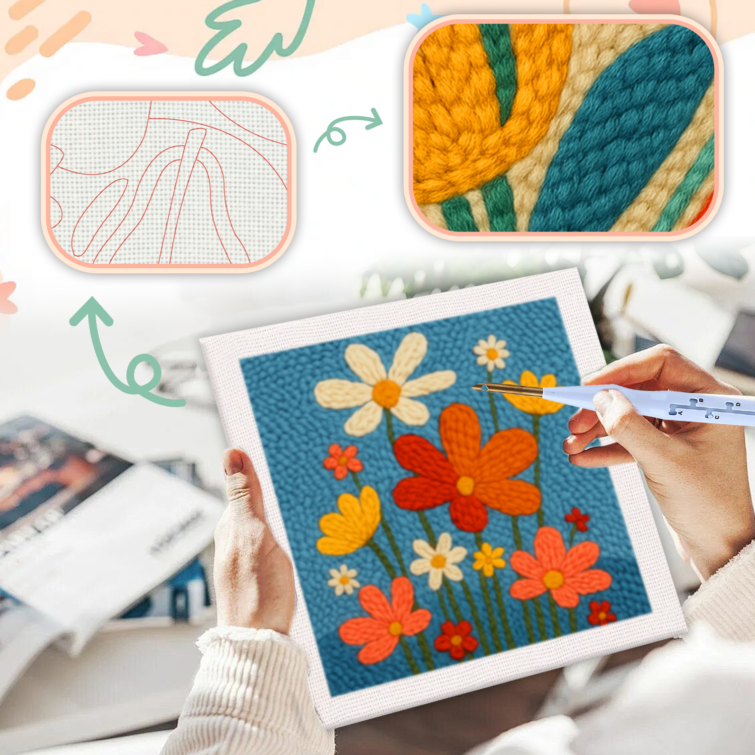 RUOPOTY Punch Needle Starter K - огляд і ціна Embroidery Ideas For Bags