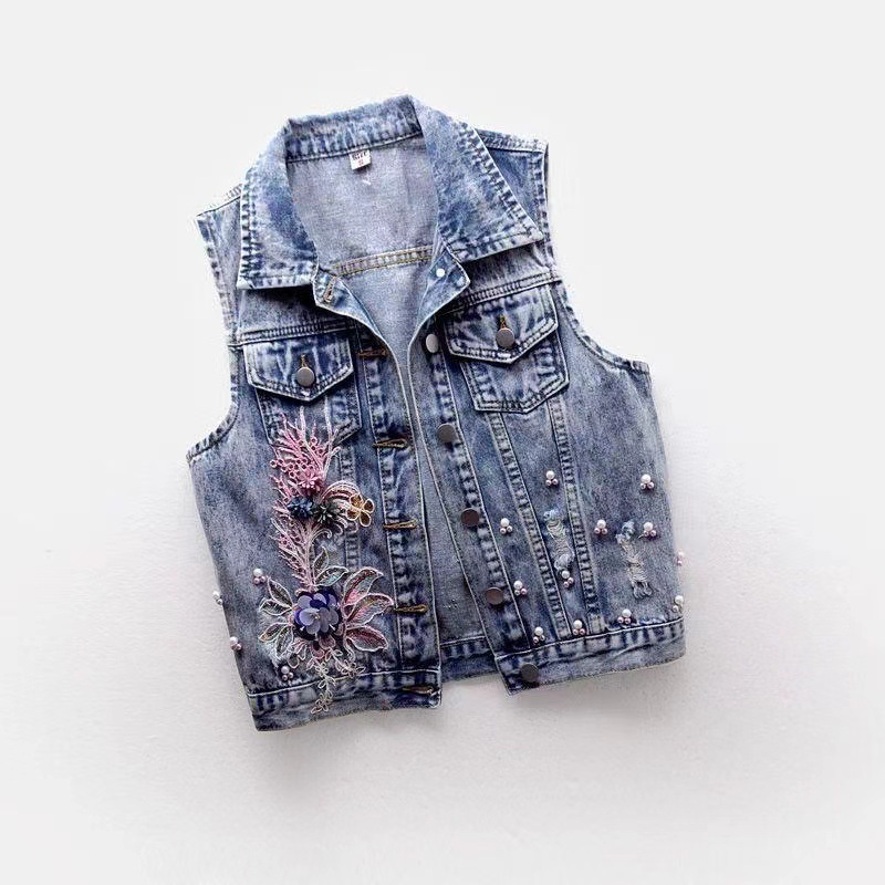 Denim Vest Coat Women Sleevele - огляд і ціна Embroidery Vest