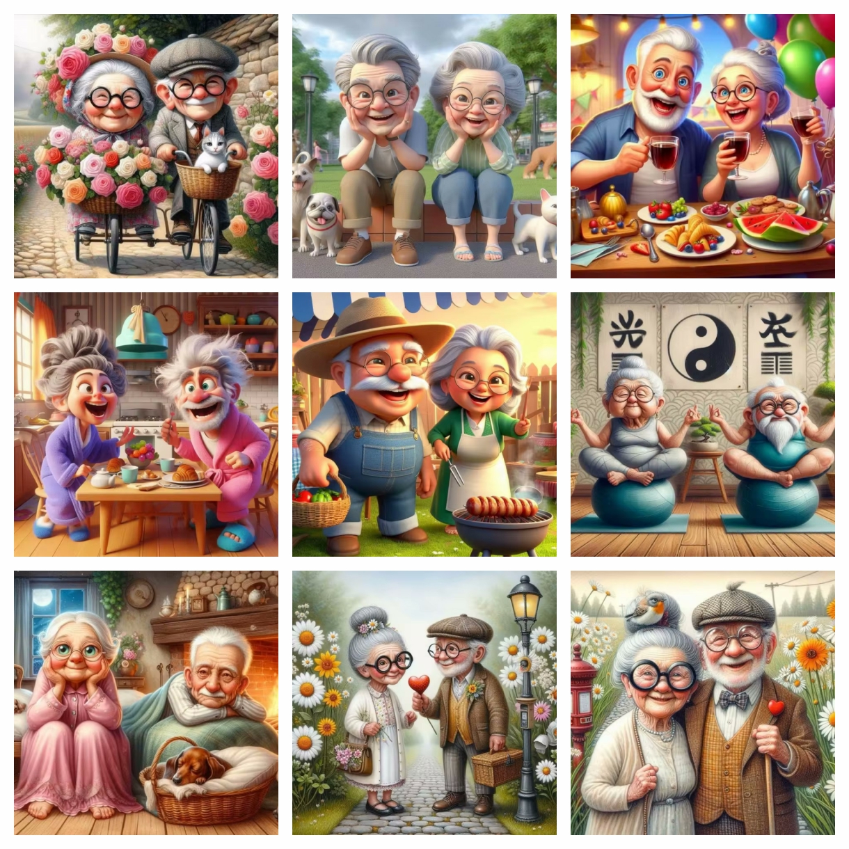 Cartoon Happy Old Couple 5D Fu - огляд і ціна Embroidery Ideas
