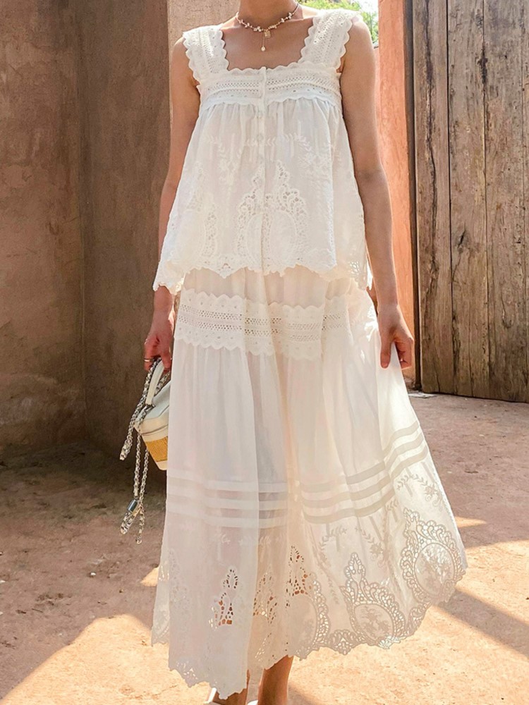 Bohemian White Square-neck Ves - огляд і ціна Embroidery Vest