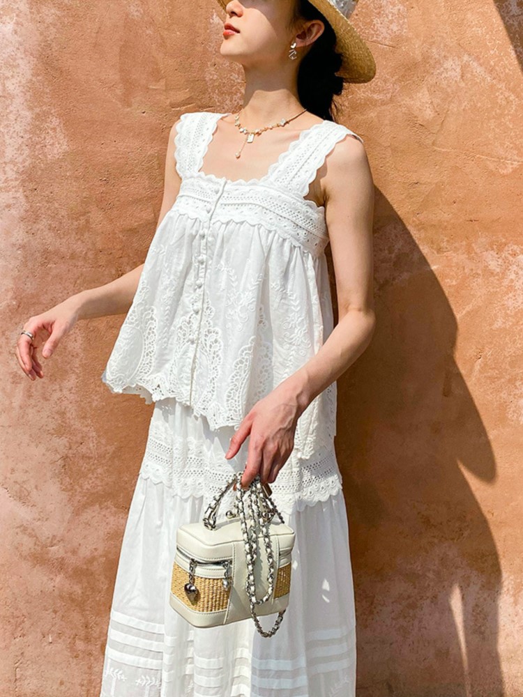 Bohemian White Square-neck Ves - огляд і ціна Embroidery Vest