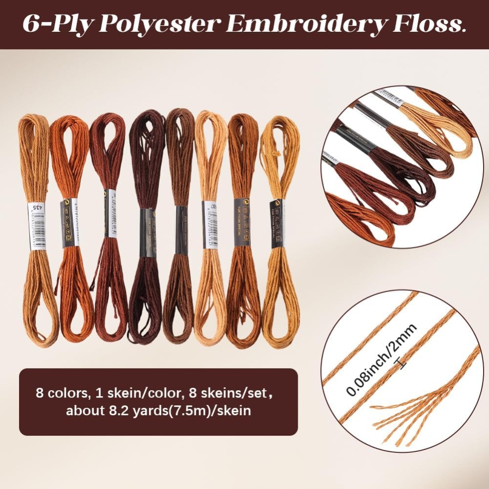 8 Skeins 6 Strands Brown Embro - огляд і ціна Embroidery Bracelet