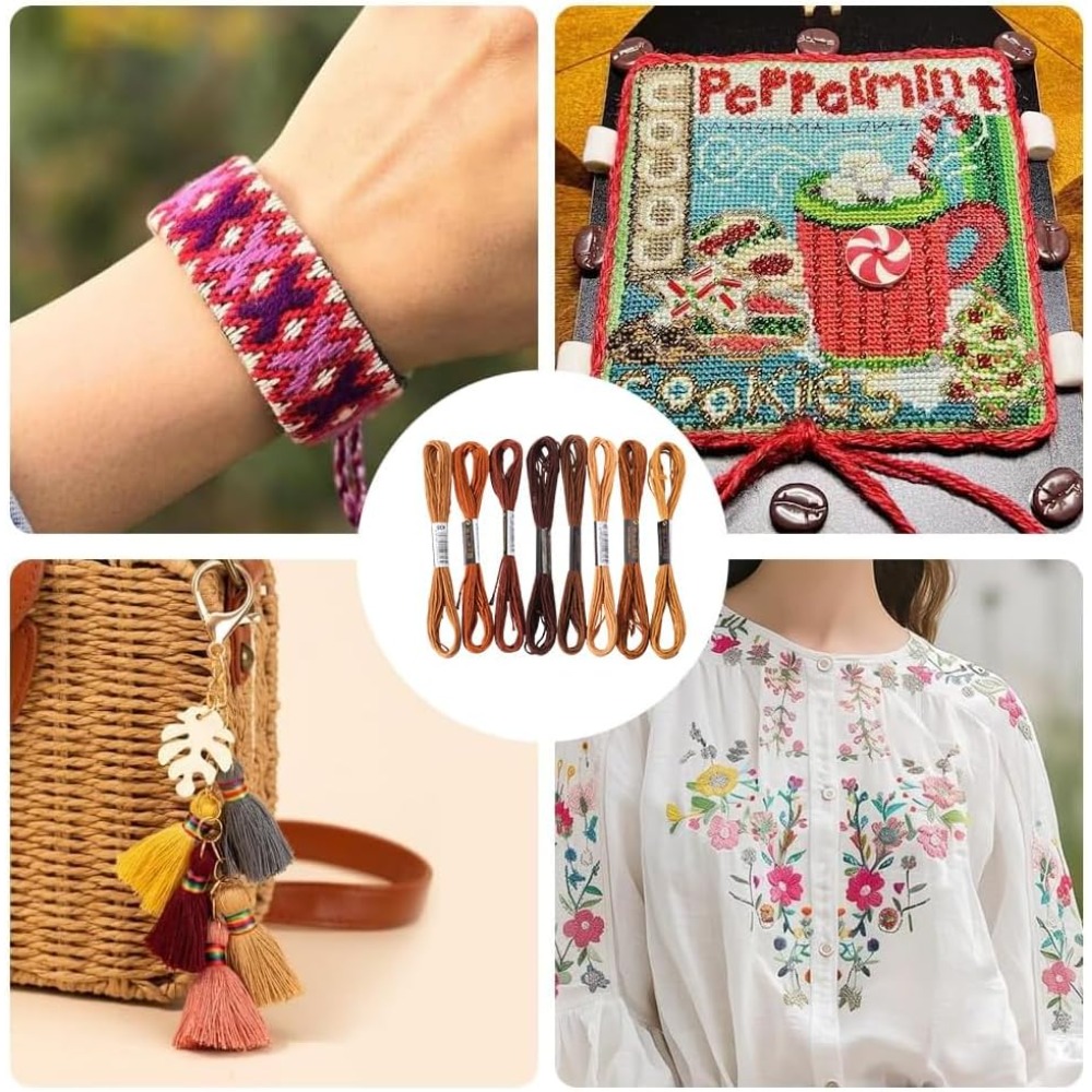 8 Skeins 6 Strands Brown Embro - огляд і ціна Embroidery Bracelet