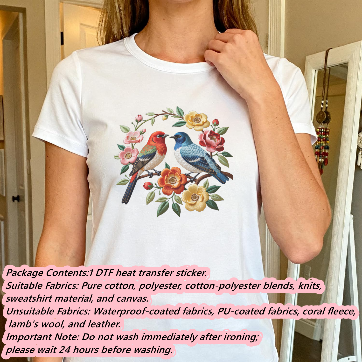 1 Piece of Bird Pattern Clothi - огляд і ціна Embroidery Blouse