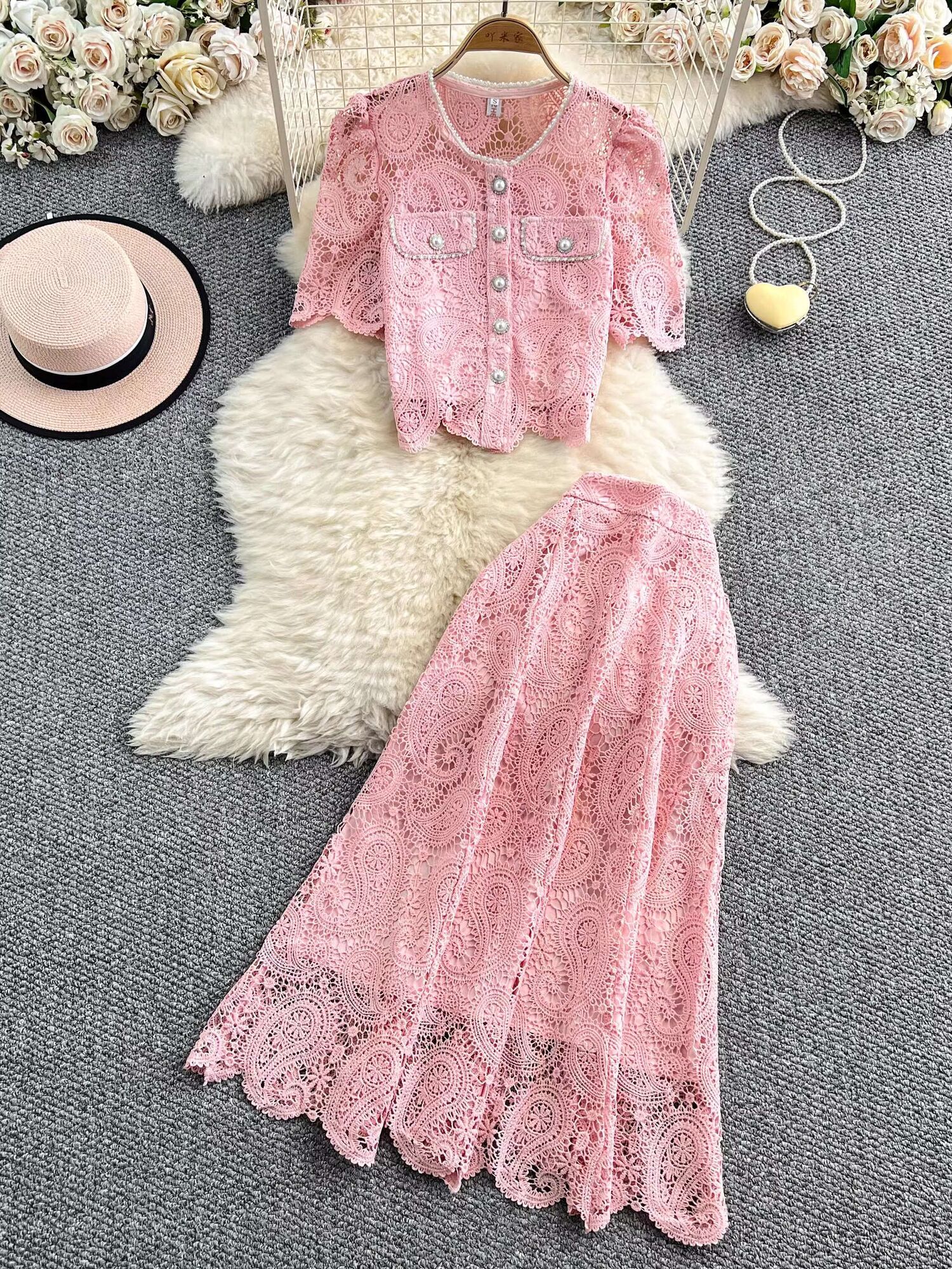 Elegant Pearl Long Dress Suits - огляд і ціна Embroidery Blouse