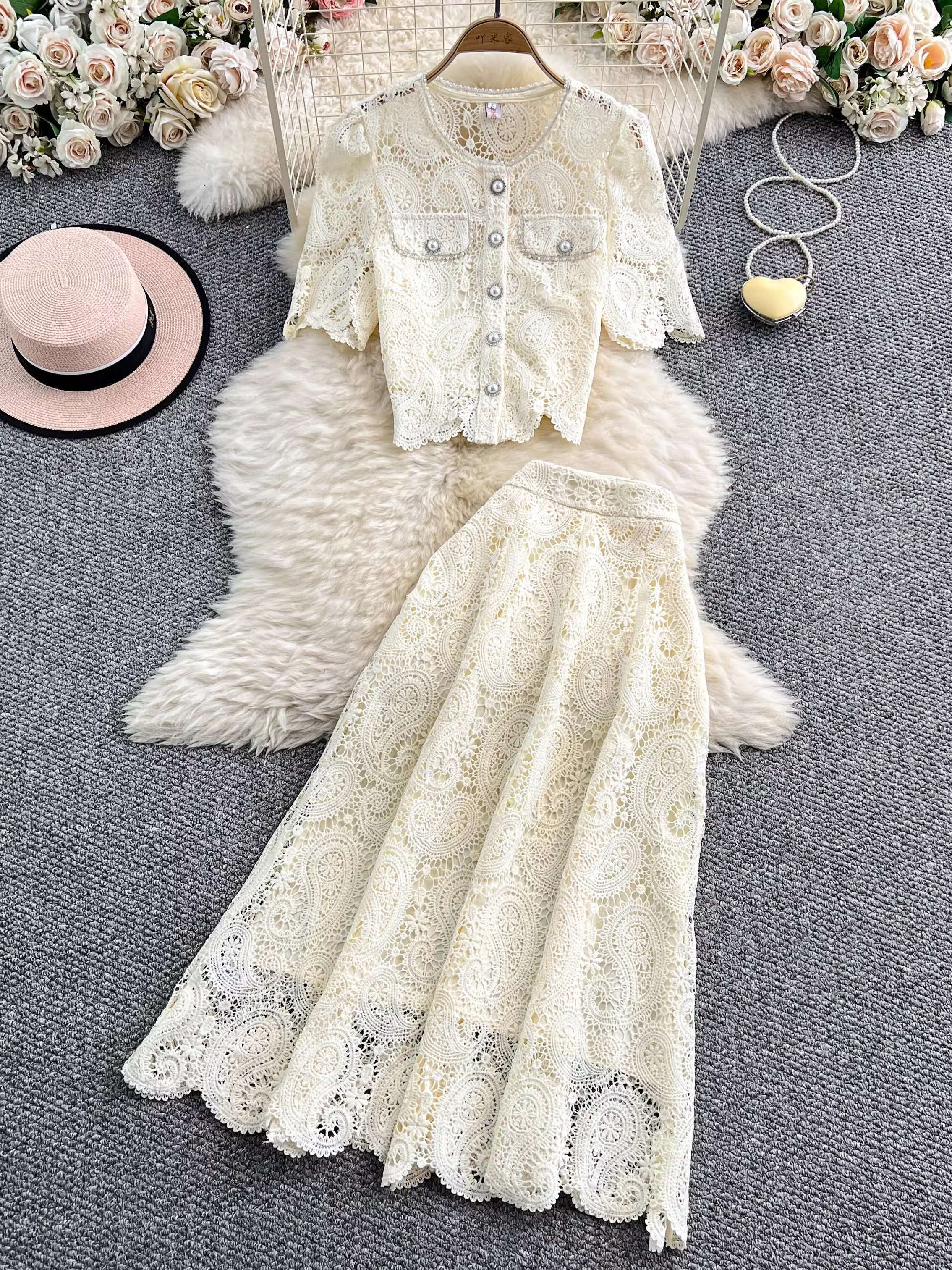 Elegant Pearl Long Dress Suits - огляд і ціна Embroidery Blouse