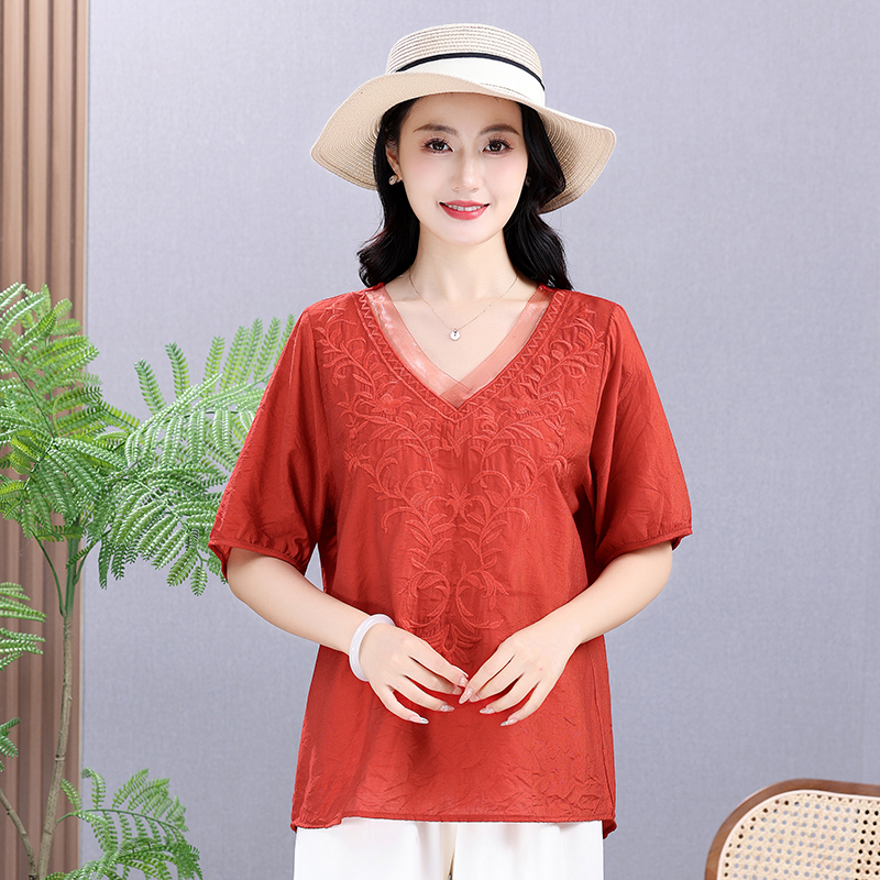 Summer Elastic Tee Shirt Solid - огляд і ціна Embroidery Blouse