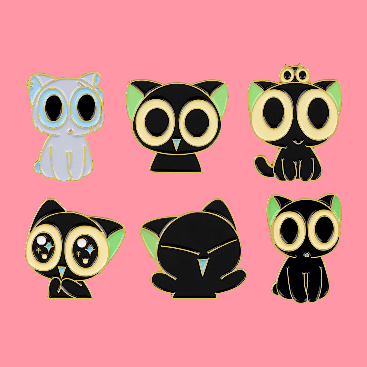 Cute Anime Black Cats Enamel P - огляд і ціна Embroidery Wallpaper