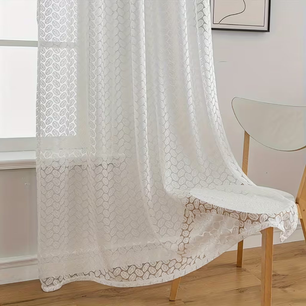 2PCS white leaf lace curtain,  - огляд і ціна Embroidery Room