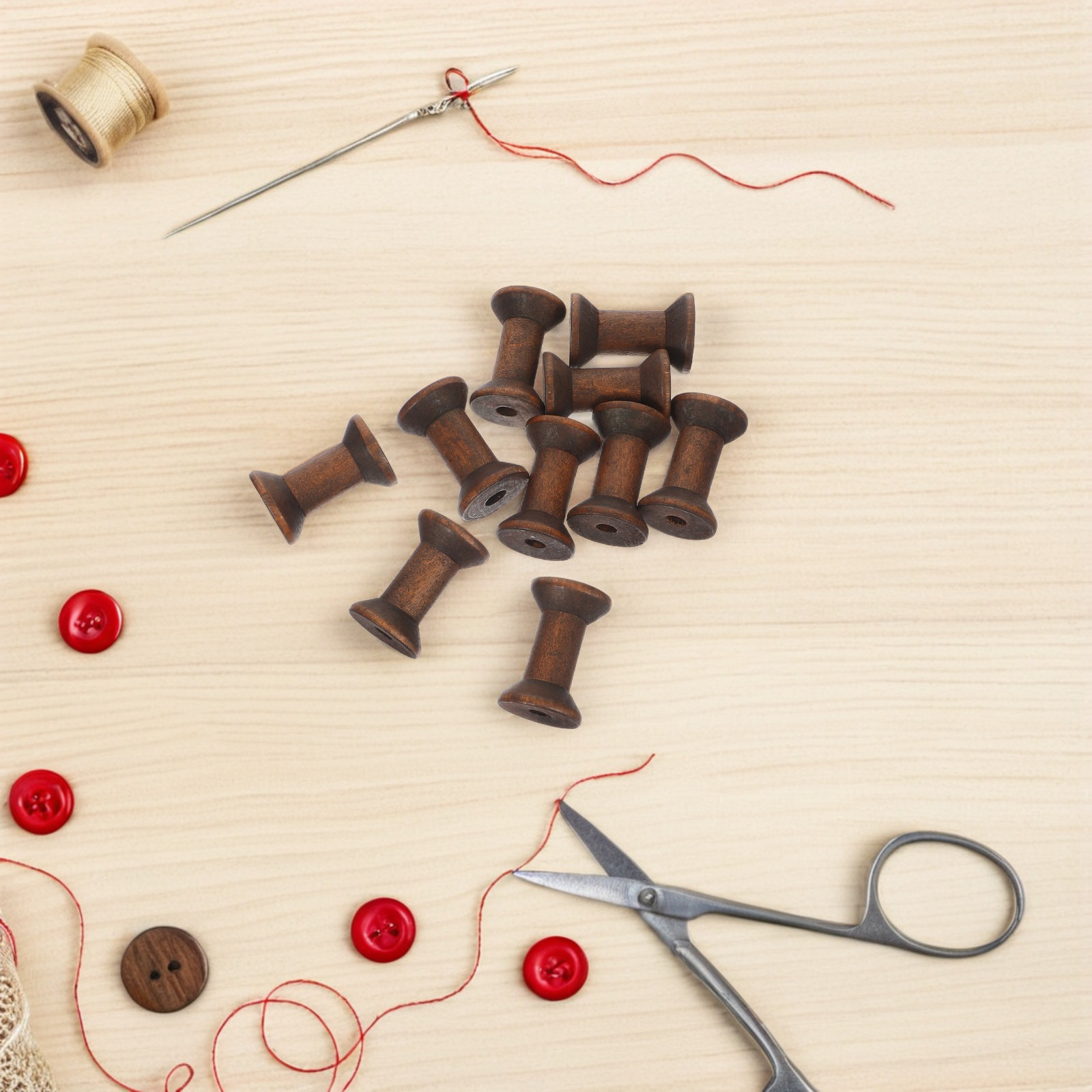 10Pcs Vintage Wood Thread Spoo - огляд і ціна Embroidery Yarn
