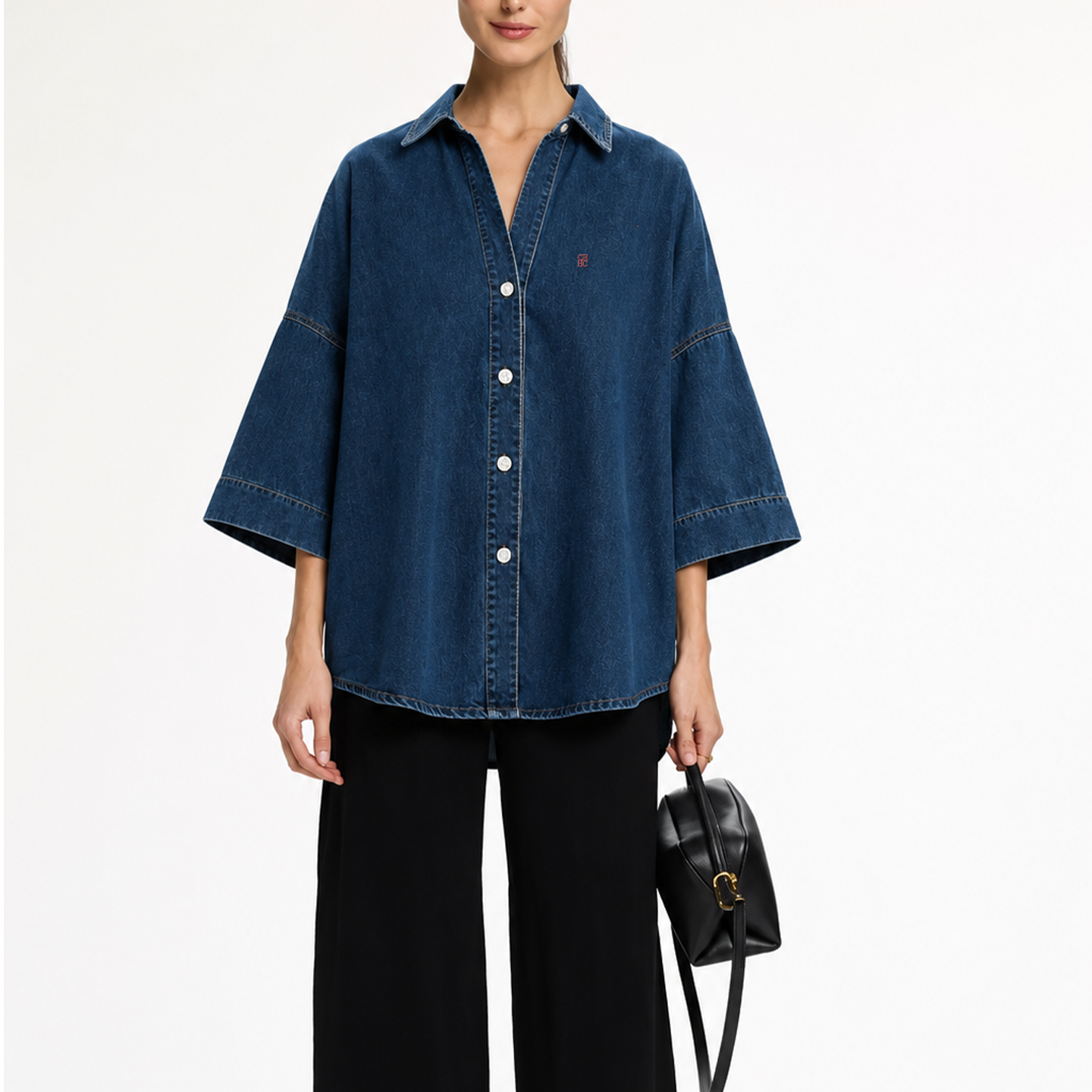 CH Letter Embroidered Solid Co - огляд і ціна Embroidery Blouse