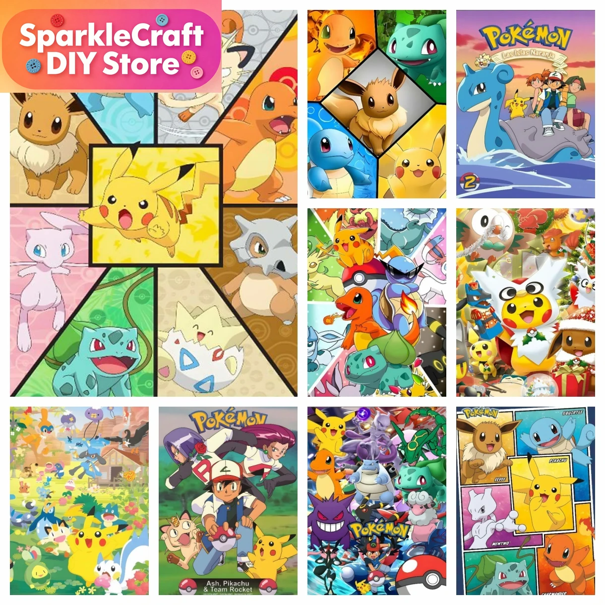 1pc frameless Cartoon Pokemon  - огляд і ціна Embroidery Charm