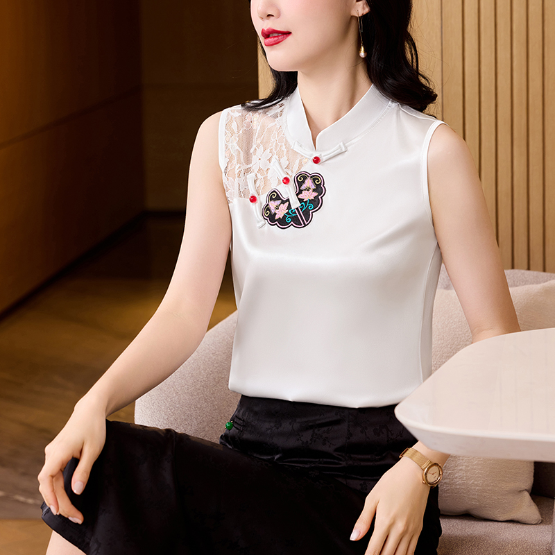 Spirng Summer Silk Stain Women - огляд і ціна Embroidery Vest