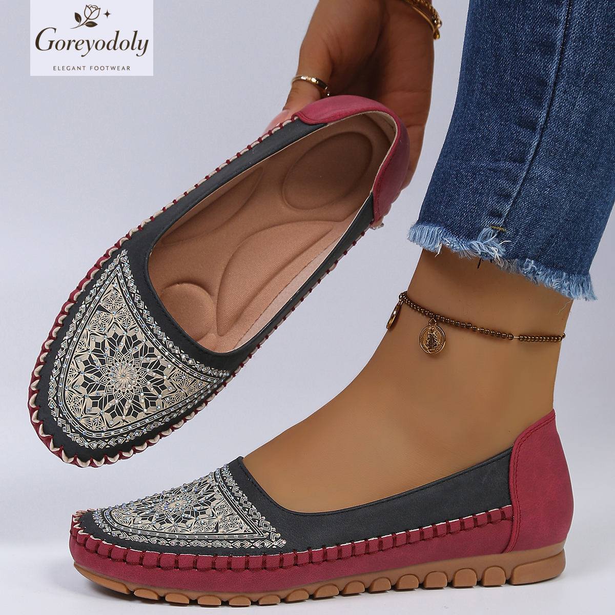 goreyodoly Women Slip On Loafe - огляд і ціна Embroidery On Leather