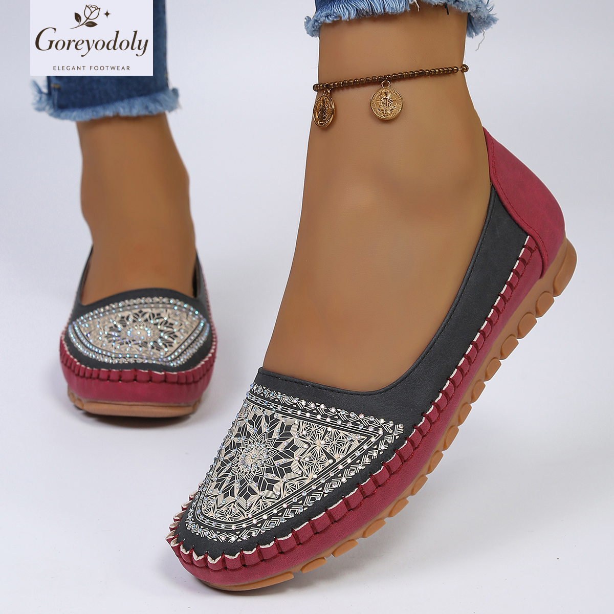 goreyodoly Women Slip On Loafe - огляд і ціна Embroidery On Leather