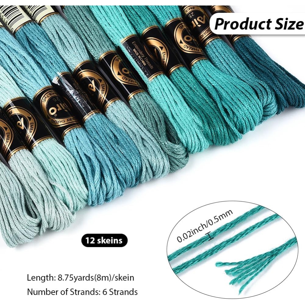 12 Skeins 6 Strands Green Embr - огляд і ціна Embroidery Bracelet