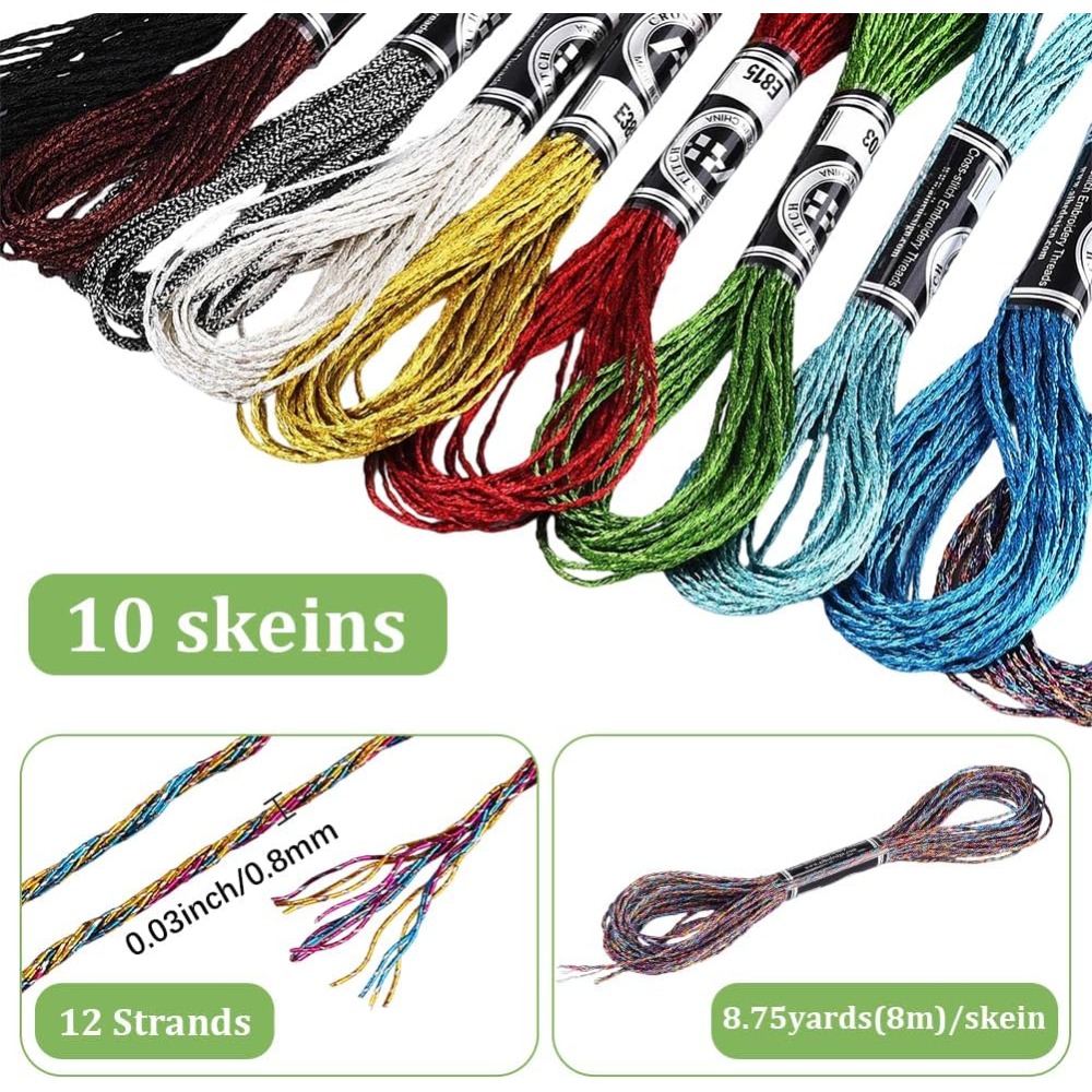 10 Skeins 10 Colors Metallic E - огляд і ціна Embroidery Bracelet